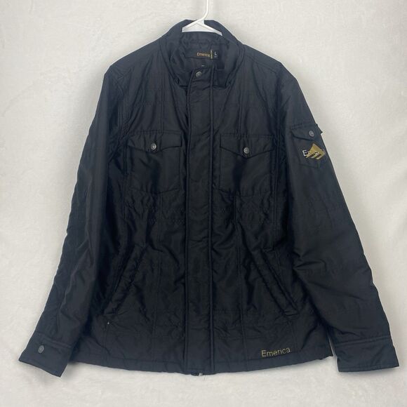 Emerica Jacket Mens Large Black Full Zip Pockets - Picture 1 of 16